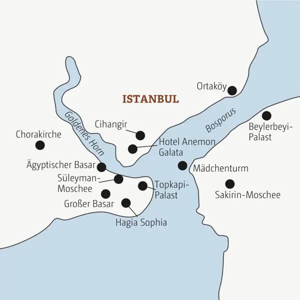 Karte der Marco Polo Mini-Gruppen-Reise 0345 Istanbul