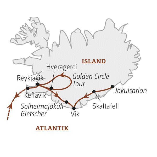 Die Silvesterreise mit YOUNG LINE durch Island führt dich von Reykjavik nach Vik, Skaftafell und über den Golden Circle zurück nach Reykjavik.
