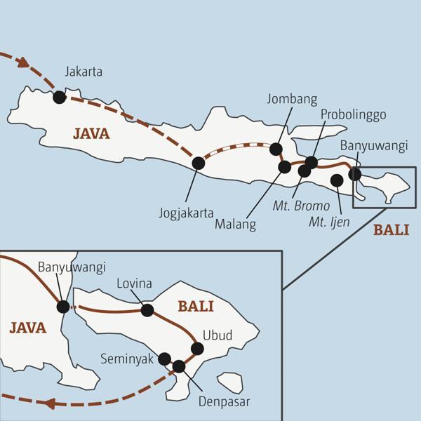Die Rundreise mit YOUNG LINE durch Indonesien führt dich von Jakarta über Jogjakarta und den Mt. Bromo nach Lovina, Ubud und Seminyak.