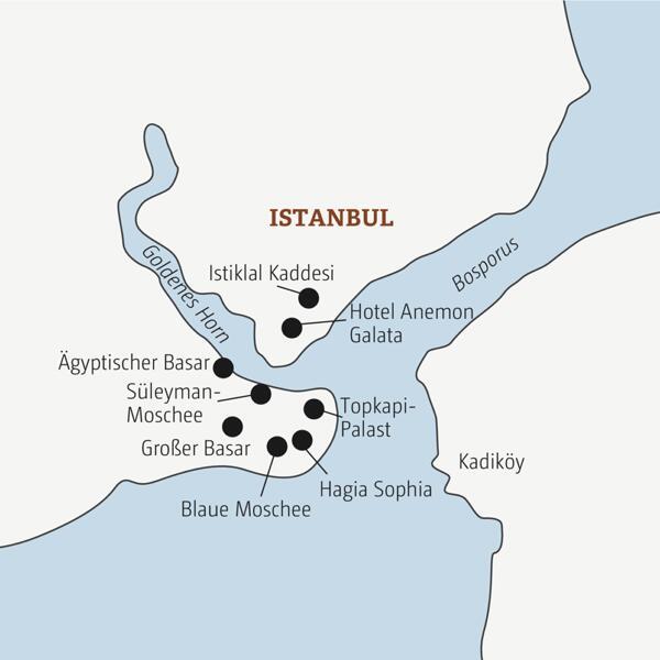 Karte der Marco Polo Mini-Gruppen-Reise 0345 Istanbul
