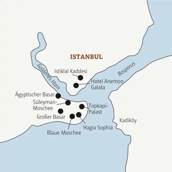 Karte der Marco Polo Mini-Gruppen-Reise 0345 Istanbul