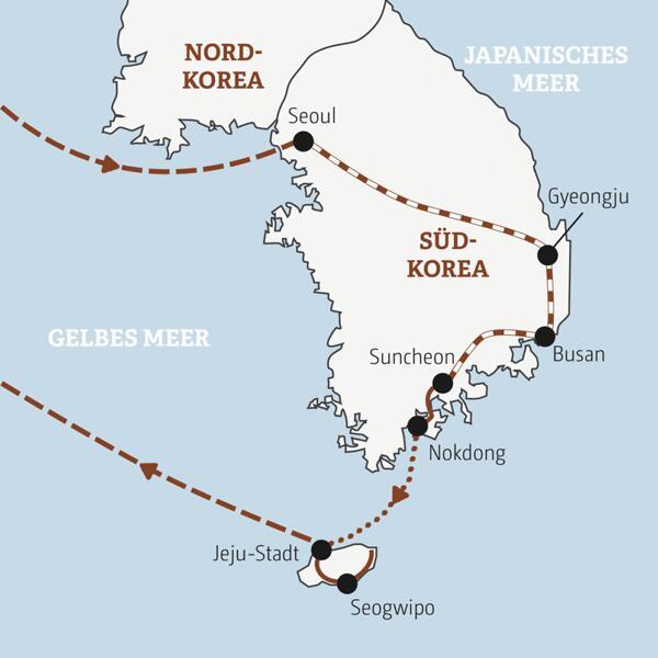 Deine Rundreise mit YOUNG LINE durch Südkorea führt dich von Seoul nach Gyeongju, nach Busan, weiter nach Suncheon Bay und schließlich auf die subtropische Urlaubsinsel Jeju