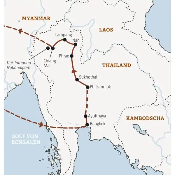 Erleben Sie auf dieser Marco Polo Reise in der Mini-Gruppe Nordthailand mit Stationen in Bangkok, Ayutthaya, Sukhothai, Nan, Lampang und Chiang Mai.