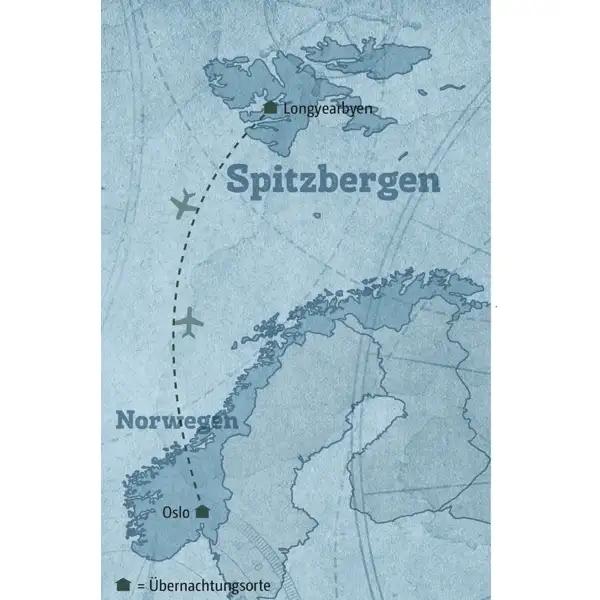 Hier sehen Sie die Route der Spitzbergen-Reise von Marco Polo.