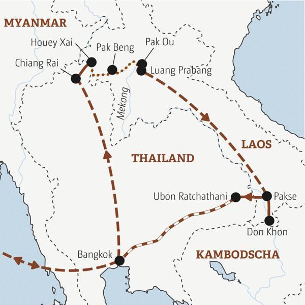 Reiseverlauf der Laos Entdeckerreise.