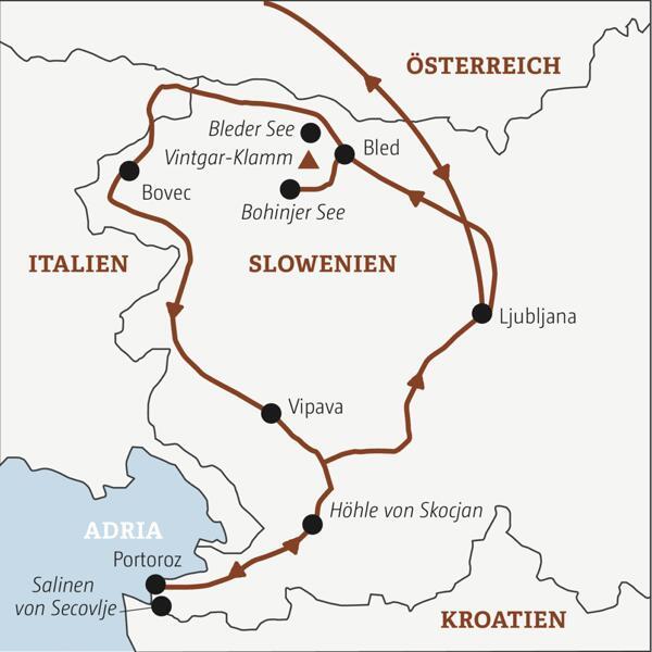 Unsere Rundreise mit YOUNG LINE TRAVEL durch Slowenien führt uns von Ljubljana über Bled und Bovec bis nach Piran an der Adria.