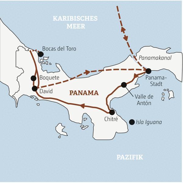 Die Rundreise mit YOUNG LINE durch Panama führt dich von Panama-Stadt über Valle de Antón, Chitré, Boquete und Bocas del Toro bis nach David.