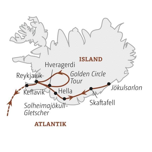 Die Silvesterreise mit YOUNG LINE durch Island führt dich von Reykjavik nach Vik, Skaftafell und über den Golden Circle zurück nach Reykjavik.