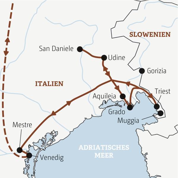 Reiseverlauf der Friaul Reise