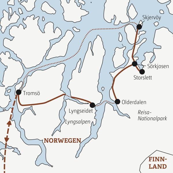 Auf dieser YOUNG LINE Reise für Traveller ab 35 geht es im tiefsten Winter über den Polarkreis in den Norden Norwegens