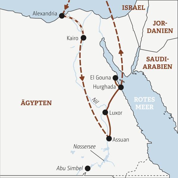 Auf dieser YOUNG LINE Reise nach Ägypten entdecken junge Traveller zwischen 20 und 35 Jahren gemeinsam Höhepunkte wie die Pyramiden, segeln auf einer Feluke auf dem Nil und entspannen zum Abschluss am Roten Meer.