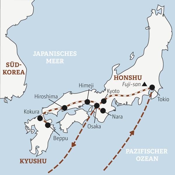 Auf dieser YOUNG LINE Reise durch Japan sind junge Traveller zwischen 20 und 35 mit der Bahn zwischen Tokio und der subtropischen Insel Kyushu unterwegs.
