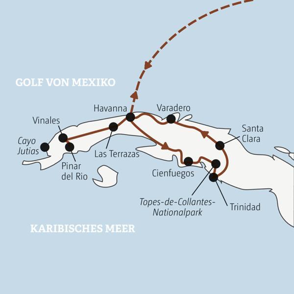 Die Rundreise mit YOUNG LINE durch Kuba führt uns von Havanna nach Vinales, Cienfuegos, Trinidad, Santa Clara und Varadero.