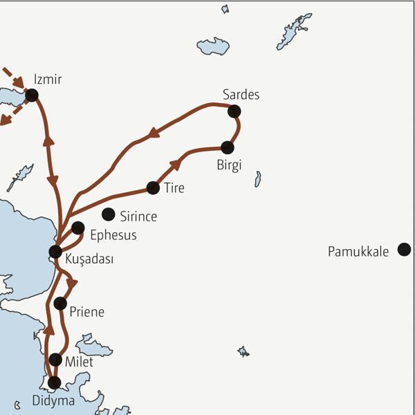 Reiseroute unserer Marco Polo Top Preis Reise an die Türkische Ägäis - 0330