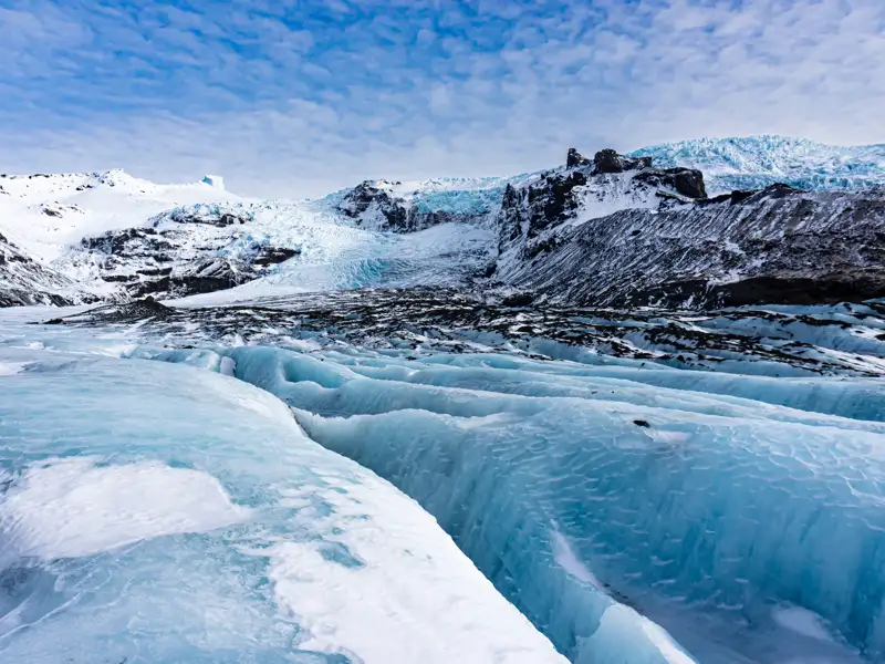 Der Skaftafell-Nationalpark mit dem Vatnajökull-Gletscher: die größte Eismasse Islands und wir mitten drin!