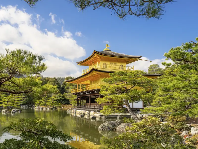 Auf dieser Rundreise mit Marco Polo durch Japan erleben Sie eines der historischen Highlights von Kyoto: den Goldenen Pavillion!