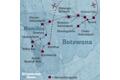 Diese Reisekarte zeigt den Verlauf der individuellen Marco Polo Reise Namibia - Botswana: Windhuk, Namibwüste, Swakopmund, Walvis Bay, Etoscha-Nationalpark, Mahango-Wildpark, Mudumu-Nationalpark, Chobe-Nationalpark, Victoria Falls, Okavangodelta.