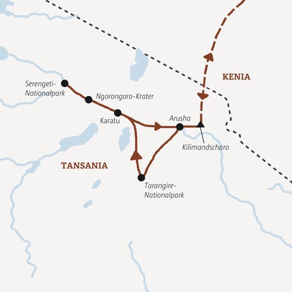 Ihre Rundreise mit Marco Polo in einer Mini-Gruppe durch Tansania führt Sie von Arusha zum Tarangire-Nationalpark und zum Ngorongoro-Krater.