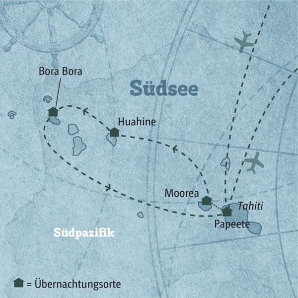 Auf Ihrer individuellen Rundreise in der Südsee besuchen Sie Tahiti, Moorea, Bora Bora und Huahine.