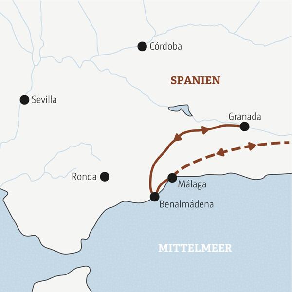 Reiseverlauf der Andalusien Top-Preis Reise