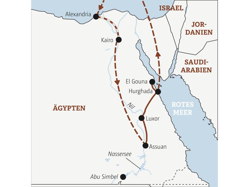 Auf dieser YOUNG LINE Reise nach Ägypten entdecken junge Traveller zwischen 20 und 35 Jahren gemeinsam Höhepunkte wie die Pyramiden, segeln auf einer Feluke auf dem Nil und entspannen zum Abschluss am Roten Meer.