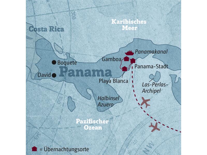 Ihre individuelle Rundreise durch Panama führt von Panama-Stadt über den Gamboa-Regenwald nach Playa Blanca.
