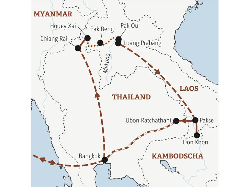 Reiseverlauf der Laos Entdeckerreise.