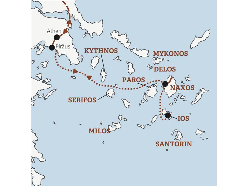Auf der Rundreise YOUNG LINE Griechenland – Ins tiefe Blau der Ägäis reist man von Athen nach Naxos und Ios.