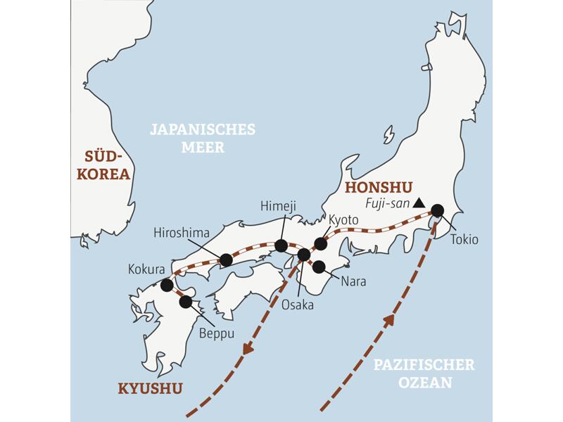 Auf dieser YOUNG LINE Reise durch Japan sind junge Traveller zwischen 20 und 35 mit der Bahn zwischen Tokio und der subtropischen Insel Kyushu unterwegs.