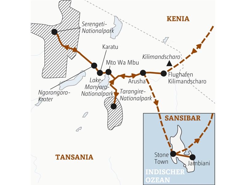 Reiseverlauf der Tansania und Sri Lanka Marco Polo Entdeckerrese.