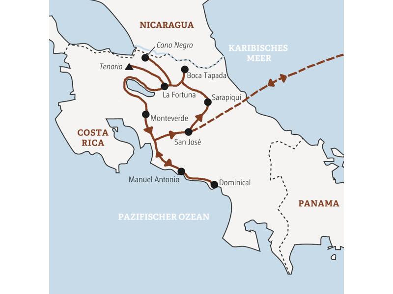 Erleben Sie Costa Rica auf dieser Rundreise mit Marco Polo in all seinen Facetten: üppige Regen- und Nebelwälder, majestätische Vulkane, traumhafte Strände und eine beeindruckende Tierwelt – ein unvergessliches Naturabenteuer.