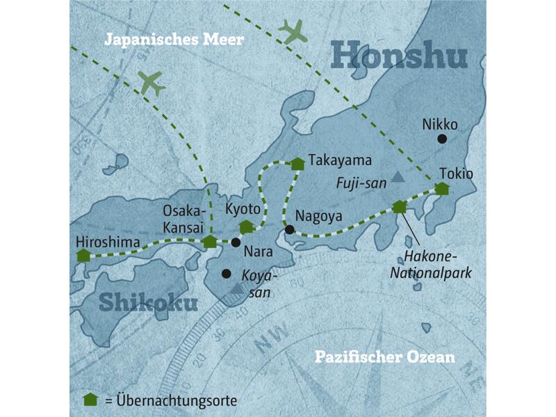 Ihre individuelle Reise nach Japan führt sie von Tokio über Takayama, Kyoto und Osaka bis Hiroshima.