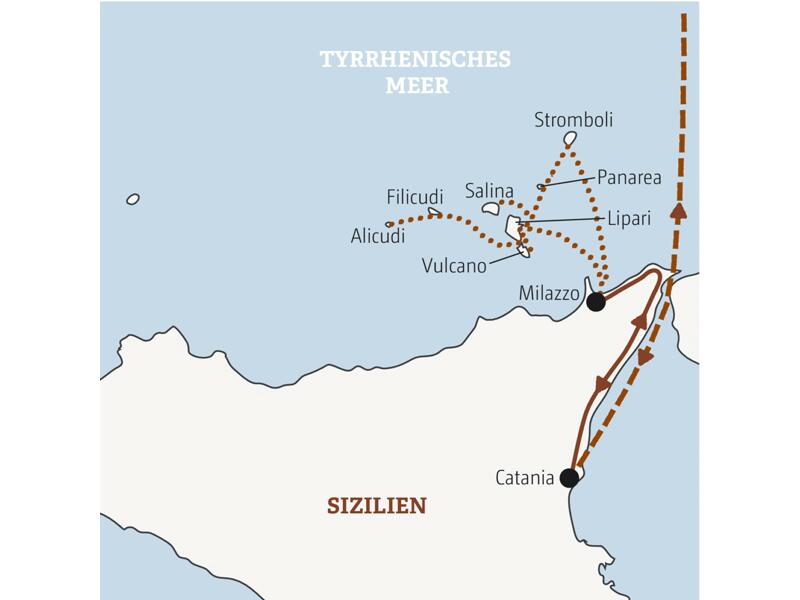 Reiseverlauf der Äolischen Inseln Reise