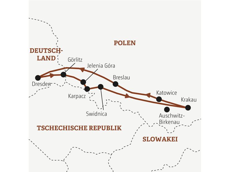Reiseverlauf der Marco Polo Entdeckerreise Polen.