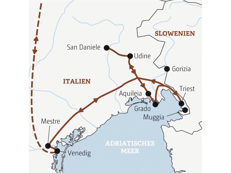 Reiseverlauf der Friaul Reise