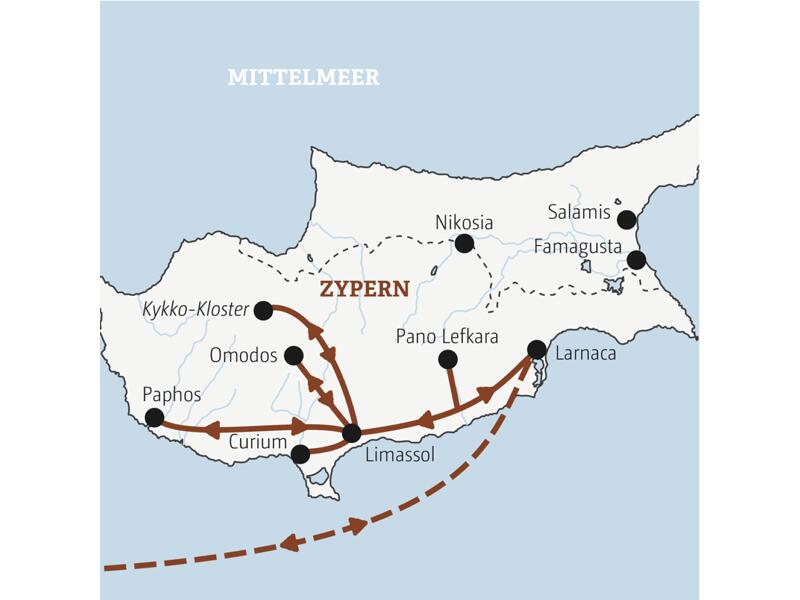 Reiseverlauf der Zypern Entdeckerreise