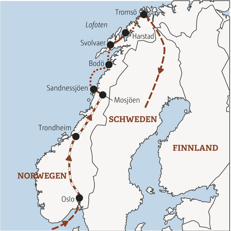 Auf der YOUNG LINE Reise ab 35 Norwegen - Rocks 'n' Roads Richtung Polarkreis - reisen erlebnishungrige Traveller von Bergen über die Lofoten und Vesteraalen bis nach Tromsö.