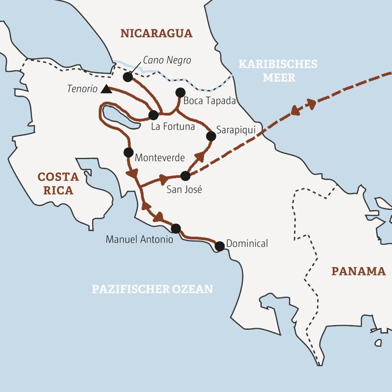 Erleben Sie Costa Rica auf dieser Rundreise mit Marco Polo in all seinen Facetten: üppige Regen- und Nebelwälder, majestätische Vulkane, traumhafte Strände und eine beeindruckende Tierwelt – ein unvergessliches Naturabenteuer.