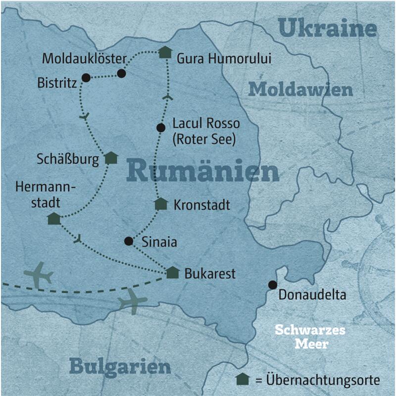 Erleben Sie auf dieser individuellen Rundreise die Höhepunkte Rumäniens, darunter die Burg von Graf Dracula Bran und die Klosterburgen in Siebenbürgen. Auch die Karpaten und der Rote See stehen auf dem Programm.