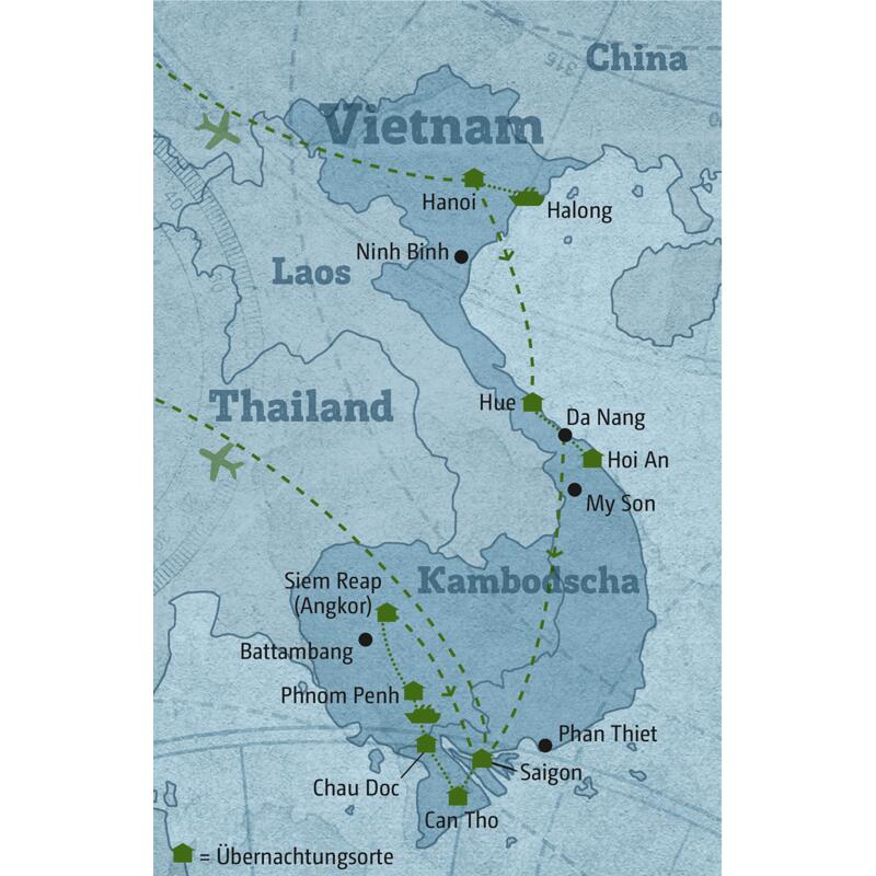 Ihre individuelle Rundreise durch Vietnam und Kambodscha führt Sie von Hanoi über Hue, Saigon und Phnom Penh nach Siem Reap.