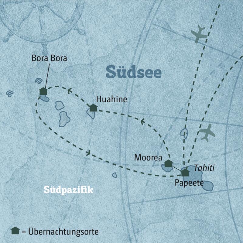 Auf Ihrer individuellen Rundreise in der Südsee besuchen Sie Tahiti, Moorea, Bora Bora und Huahine.