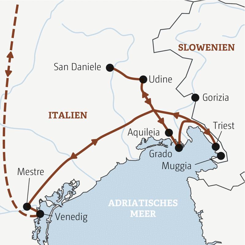 Reiseverlauf der Friaul Reise