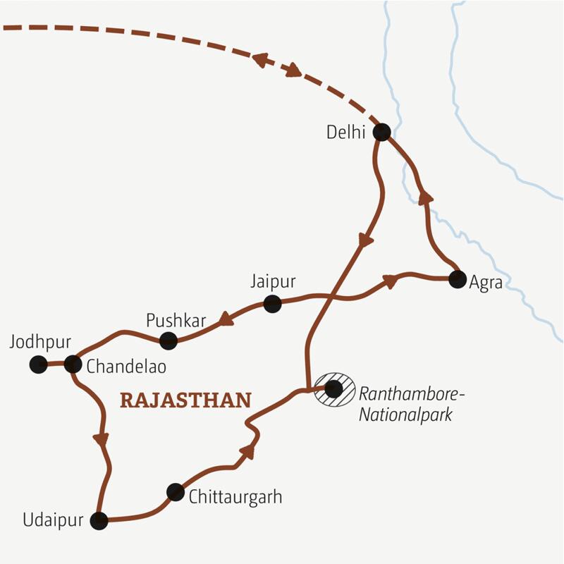 Reiseverlauf der Indien-Rajasthan Top-Preis Reise.